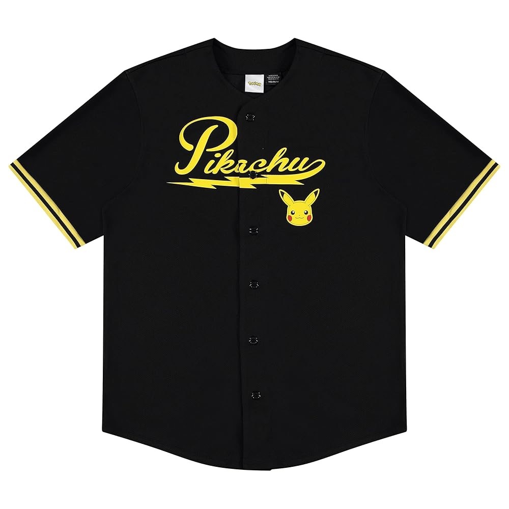 NWOT Pikachu Pokemon Black and Yellow Men's Baseball Jersey Shirt